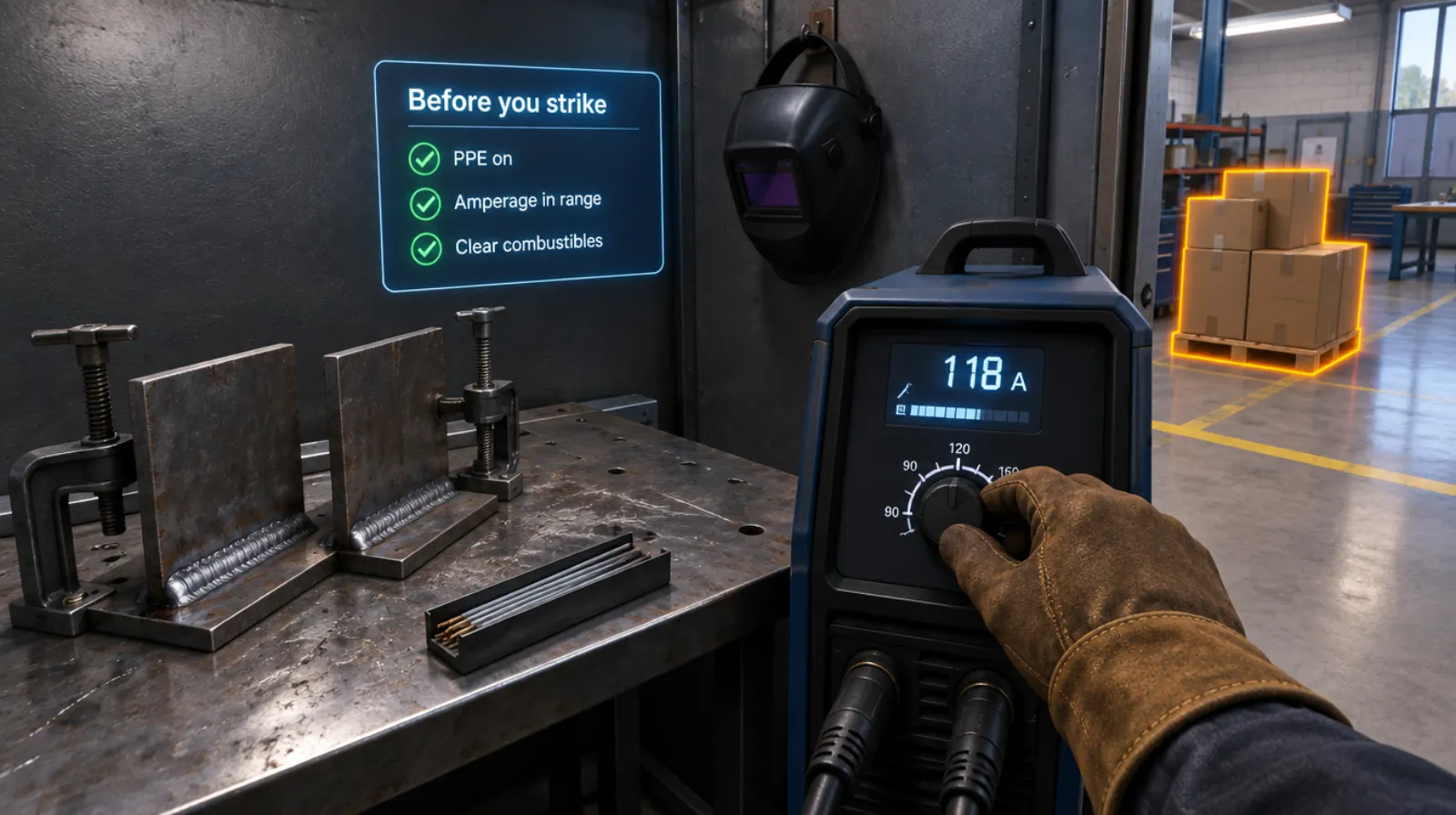 In-headset view of the Welding setup and safety module